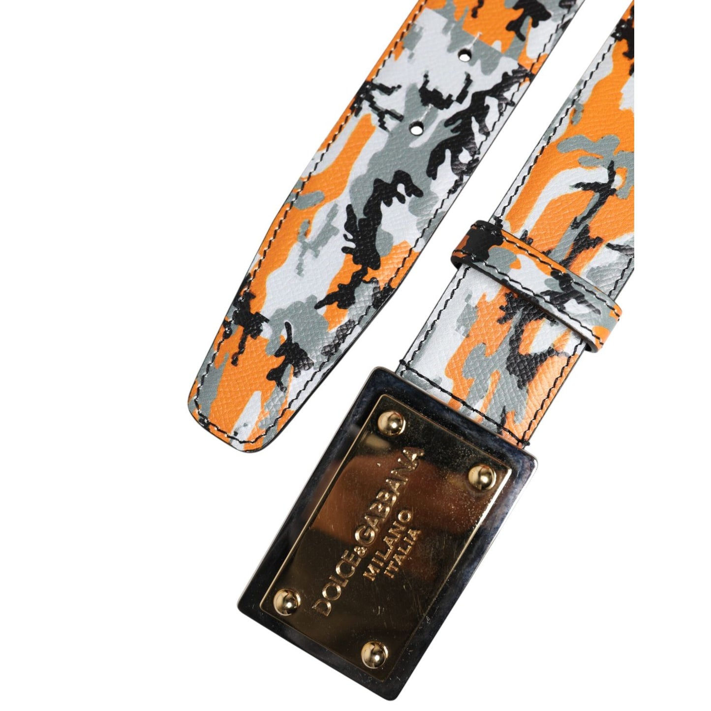 Dolce & Gabbana Multicolor Camouflage Metal Logo Buckle Belt