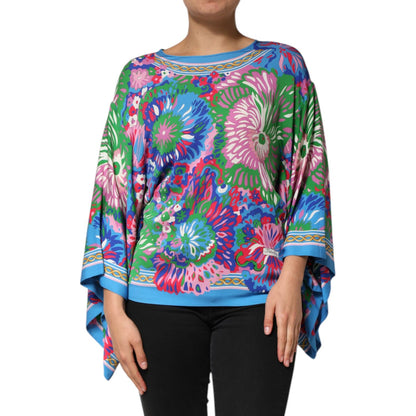 Dolce & Gabbana Multicolor Floral Print Silk Blouse Tunic Top