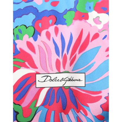 Dolce & Gabbana Multicolor Floral Print Silk Blouse Tunic Top