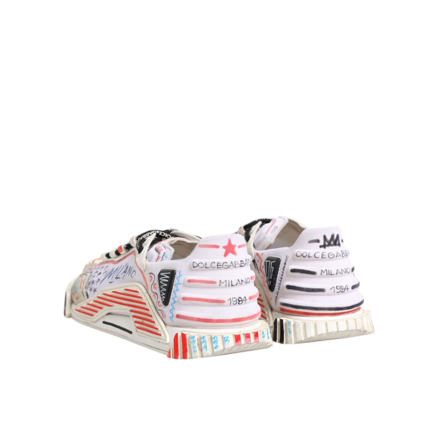 Dolce & Gabbana Multicolor Suede Fabric NS1 Sneakers Shoes, back view displaying logo details, rubber sole, and high craftsmanship.