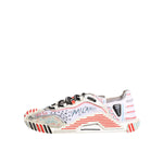 Dolce & Gabbana Multicolor Suede Fabric NS1 Sneakers Shoes, preowned with repaired rips, nylon and leather, lace-up, made in Italy.