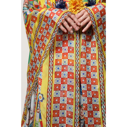 Dolce & Gabbana Multicolour Carretto Print Kaftan Twill Dress