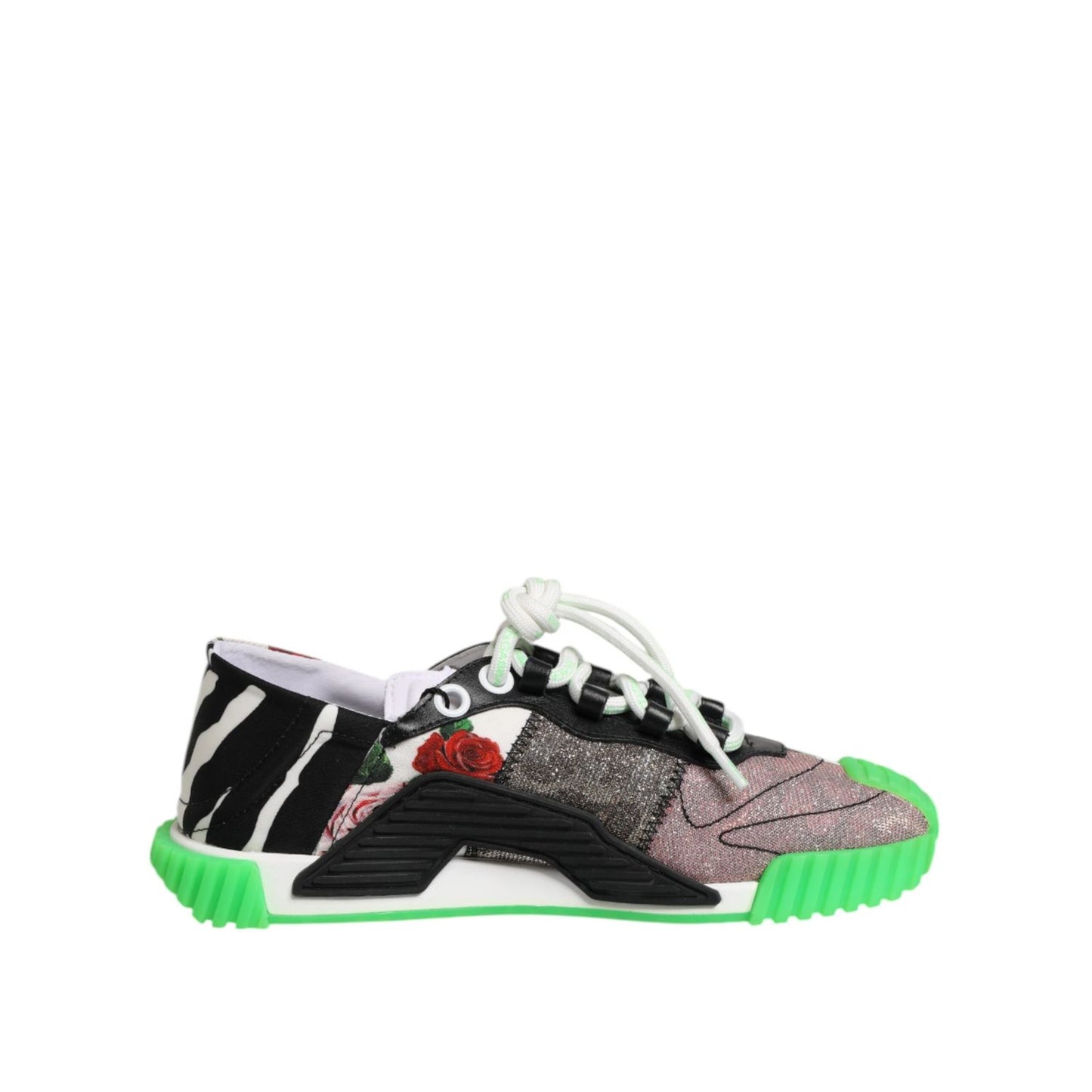 Dolce & Gabbana Multicor DG Logo Leopard Cherry Sneaker Shoes in patchwork design with leopard print and cherry pattern.