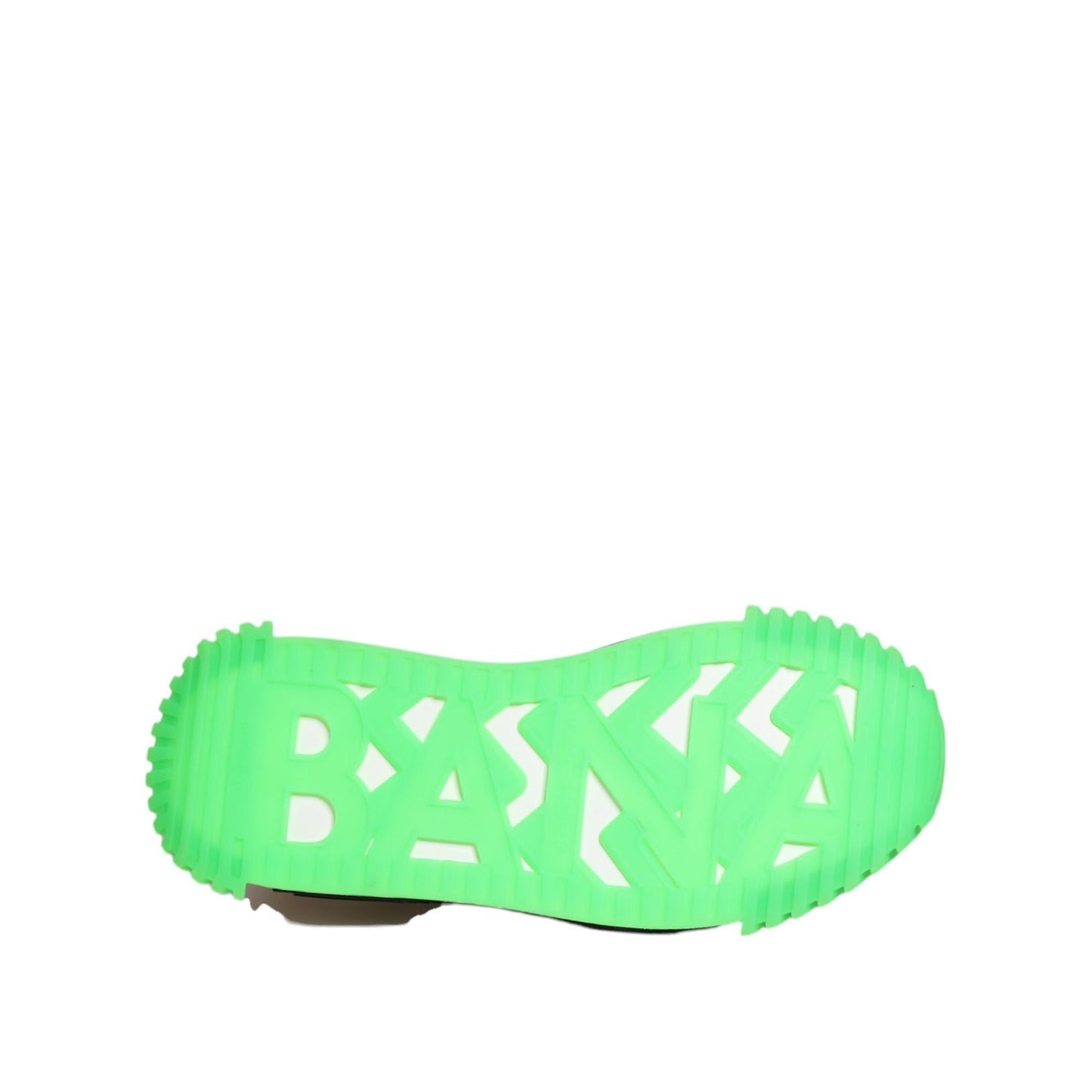 Sole detail of Dolce & Gabbana Multicor DG Logo Leopard Cherry Sneaker Shoes in green color, showcasing branding and design.