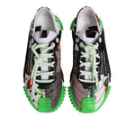 Dolce & Gabbana Multicor DG Logo Leopard Cherry Sneaker Shoes with unique patchwork design, green and white accents