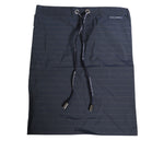 Dolce & Gabbana Navy Blue Polyester Nylon Pinstripe Men's Swimwear with drawstring detail.