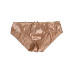 Dolce & Gabbana Nude Beige Silk Satin Stretch Bow Briefs Underwear with lace trim, crafted for everyday luxury and special occasions.
