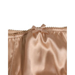 Dolce & Gabbana Nude Beige Silk Satin Stretch Bow Briefs Underwear with lace trim and bow accent, made in Italy, luxury lingerie