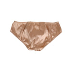 Dolce & Gabbana Nude Beige Silk Satin Stretch Bow Briefs Underwear with lace trim and feminine bow, 94% silk, made in Italy.