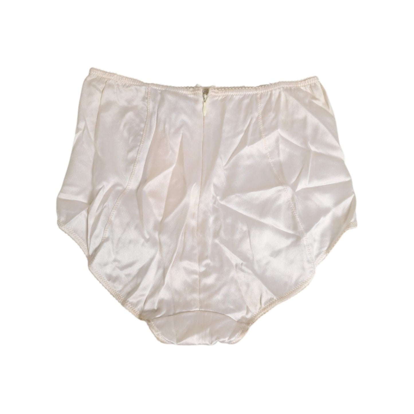 Dolce & Gabbana Off White Silk High Waist Girdle Panty Underwear with vintage style and structured fit.