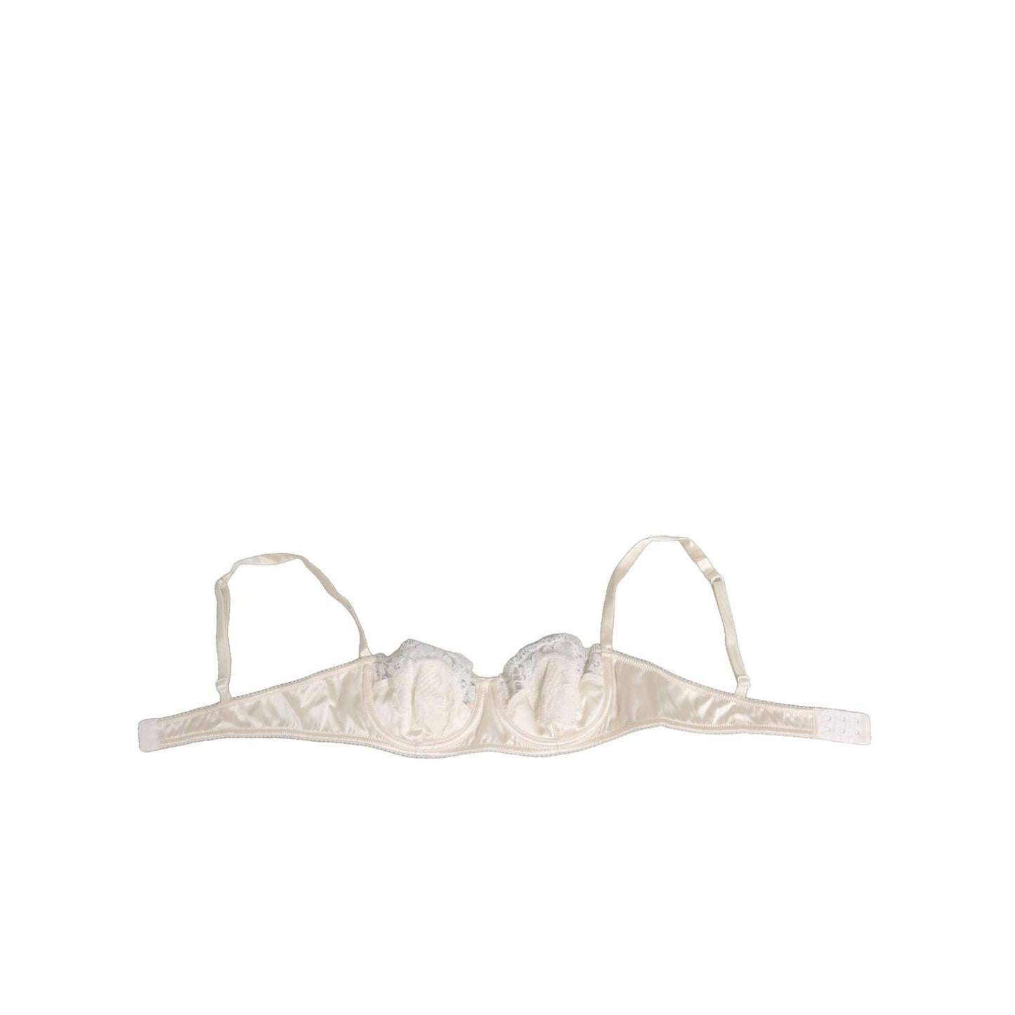 Dolce & Gabbana Off White Silk Underwired Balconette Bra Underwear, luxurious silk lingerie with elegant design, perfect for special occasions.