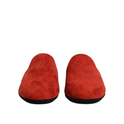 Dolce & Gabbana Orange Suede Slides Flat Slipper Shoes