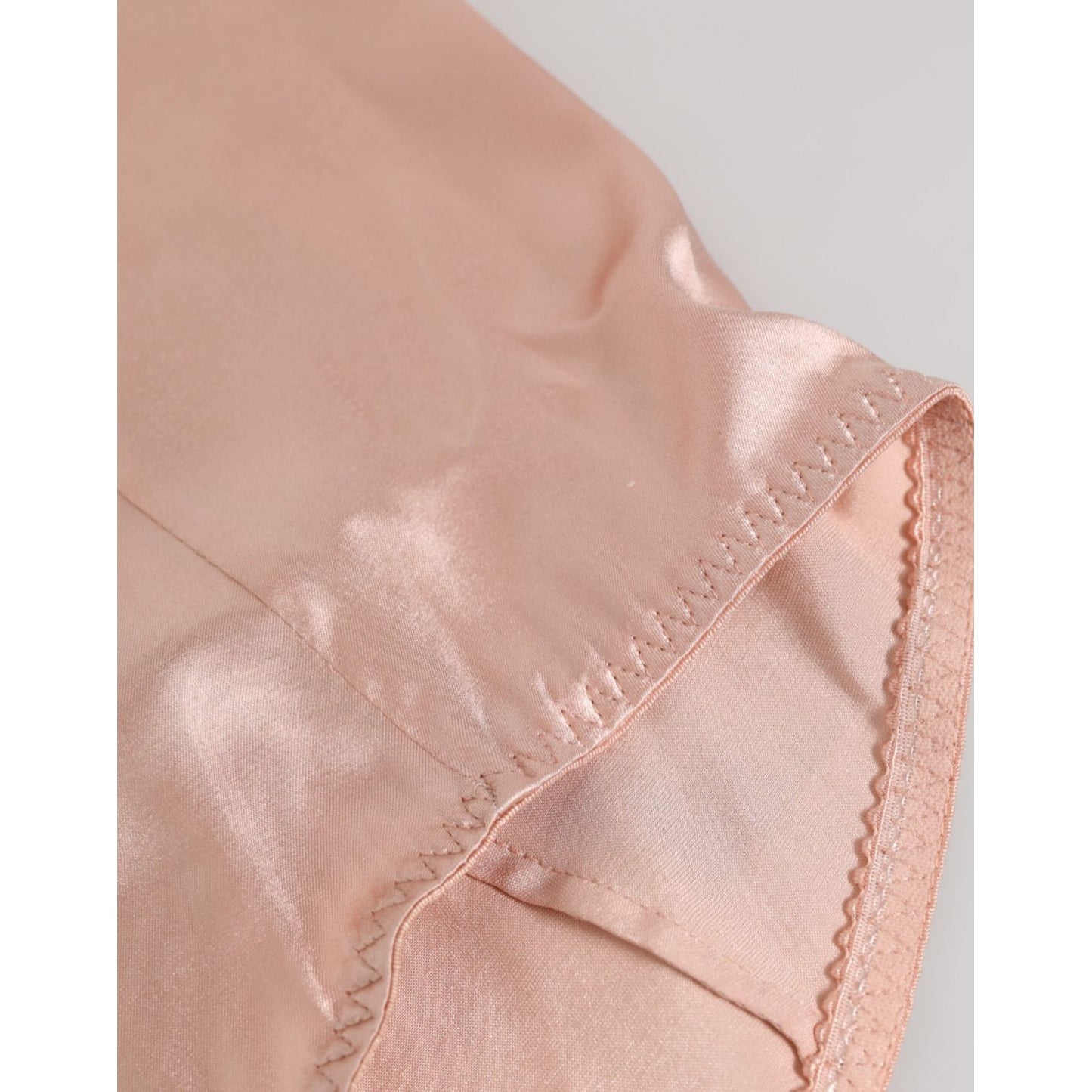 Close-up of Dolce & Gabbana Pink Acetate High Waist Shorts Panty Underwear, showcasing soft fabric and delicate stitching.