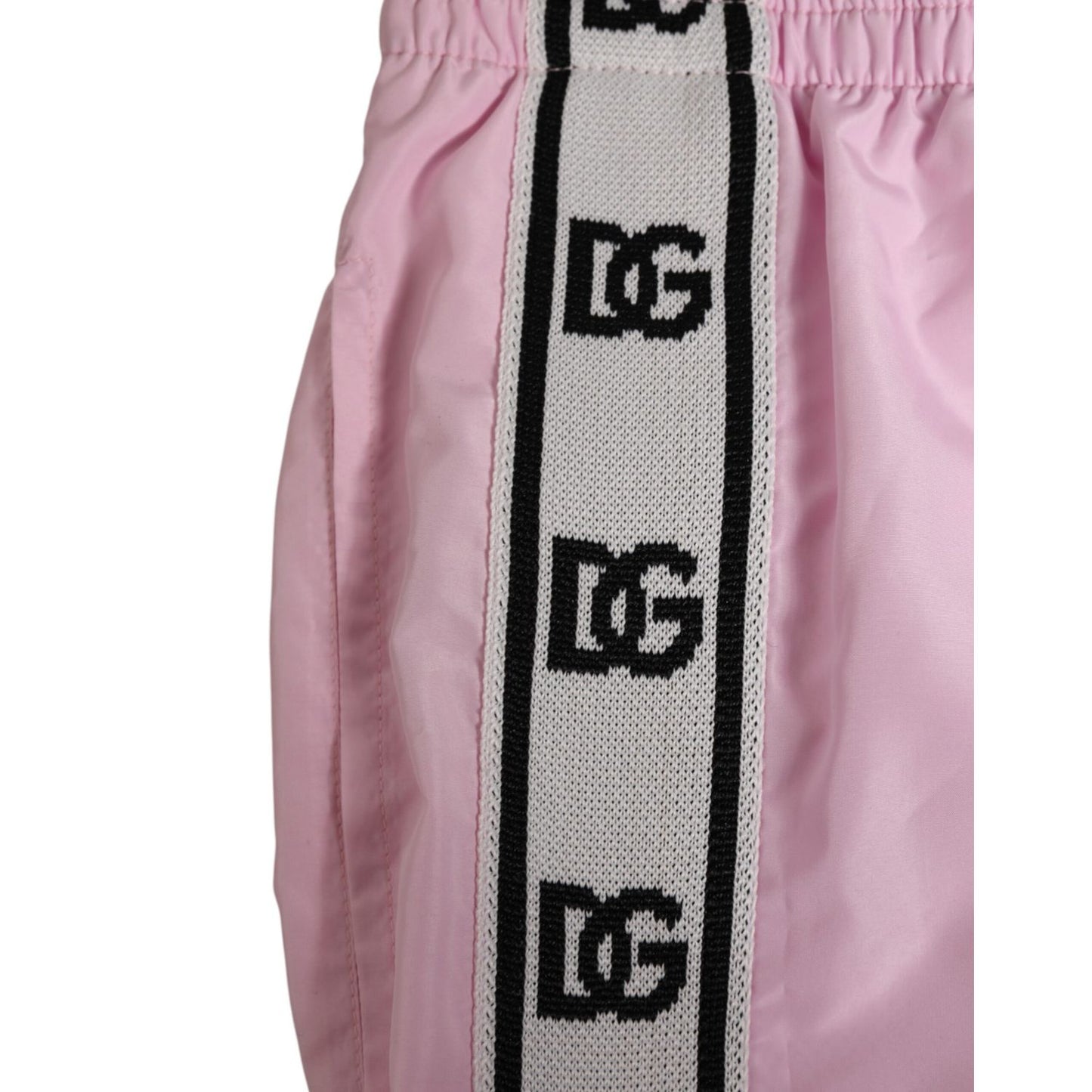 Dolce & Gabbana Pink Nylon Logo Side Stripe Beachwear Men Swimwear