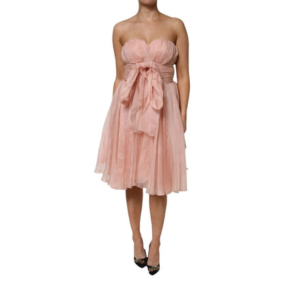 Dolce & Gabbana Pink Silk Chiffon A-line Pleated Midi Dress
