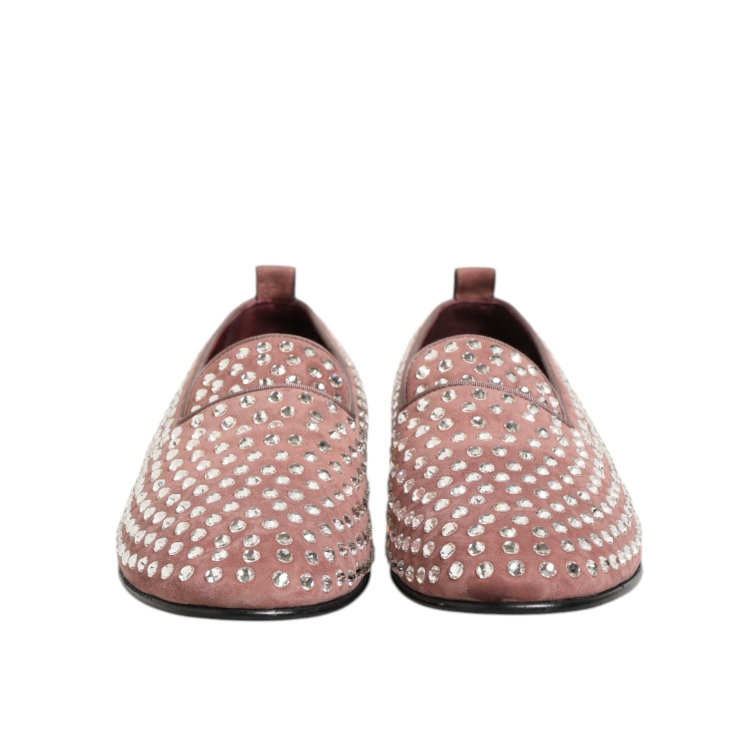 Dolce & Gabbana Pink Suede Crystals Loafers Men Dress Shoes