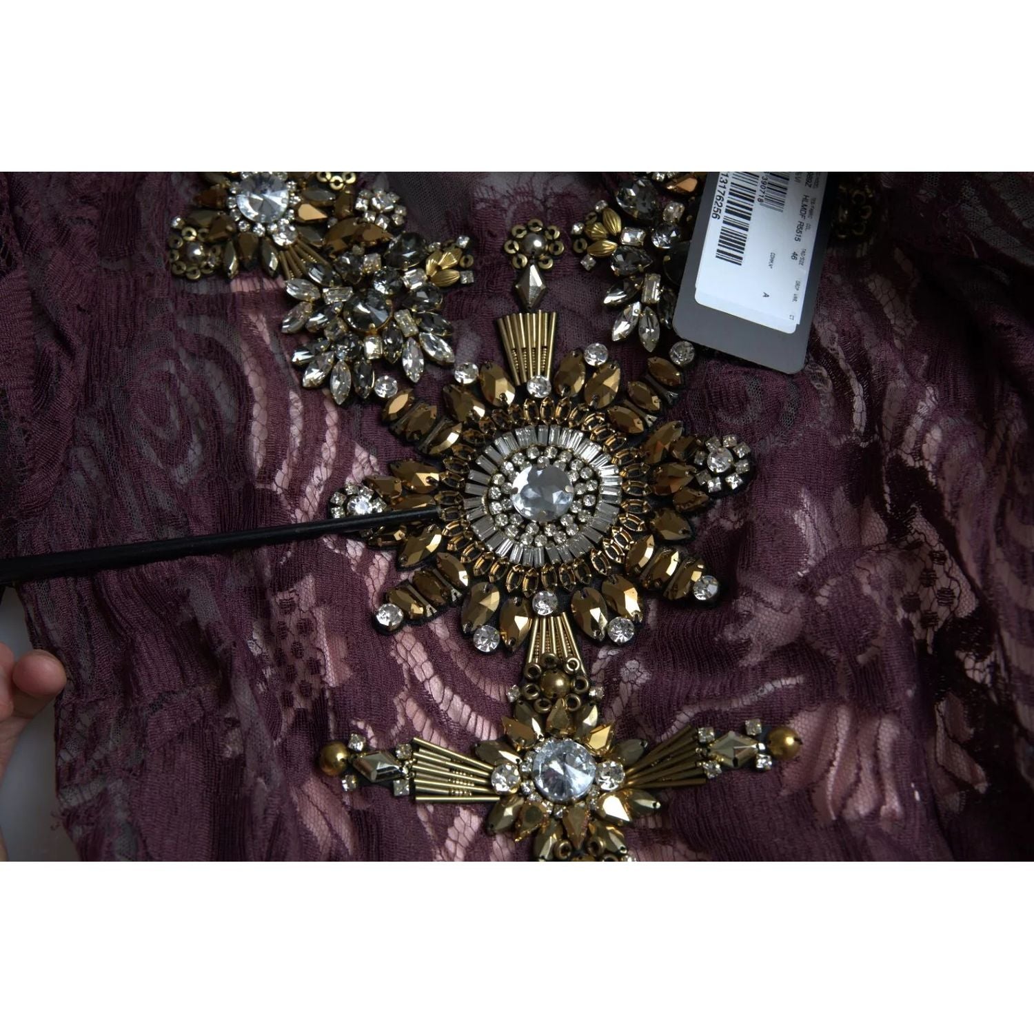 Dolce & Gabbana Purple Viscose Crystal A-Line Gown Dress