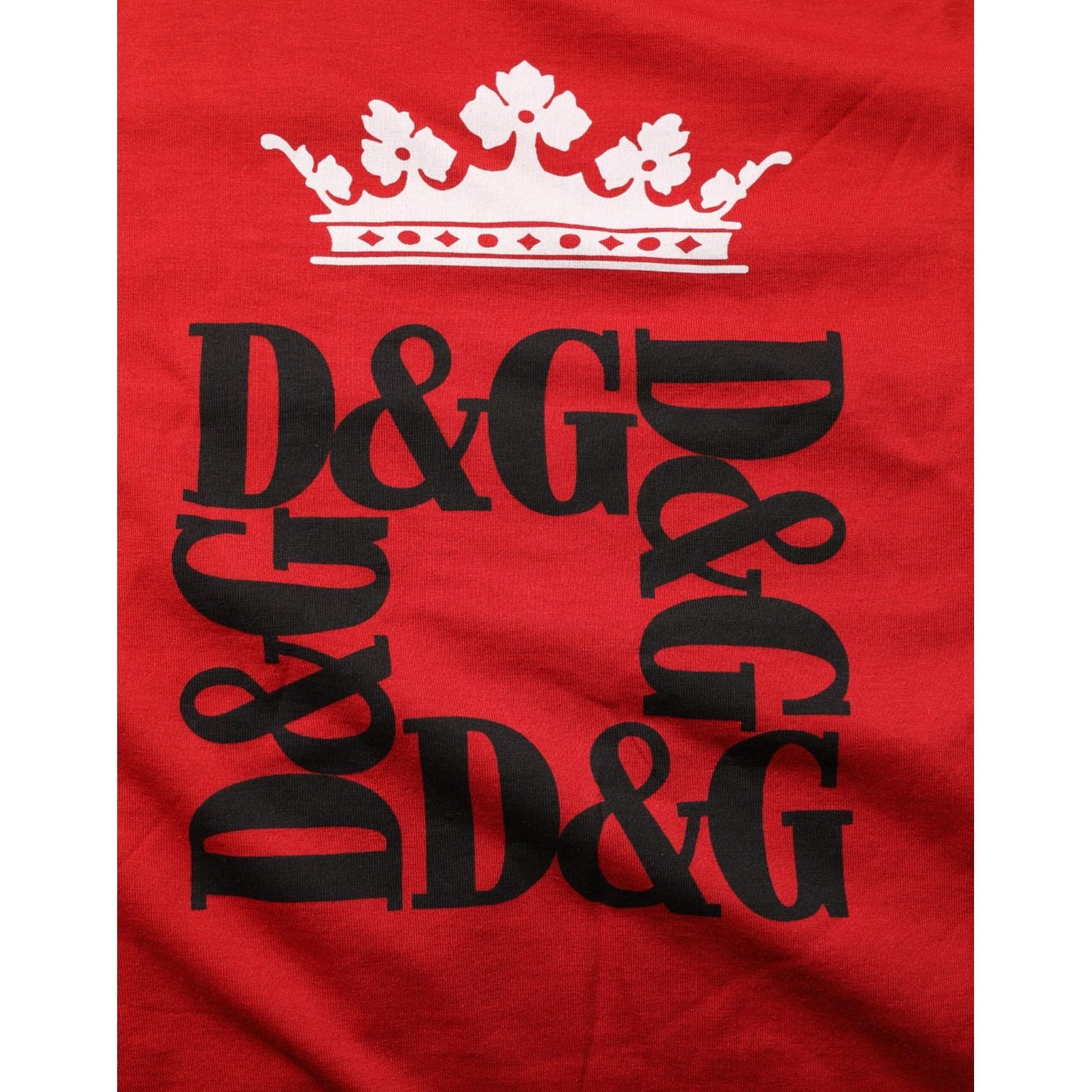 Dolce & Gabbana Red Logo Crown Cotton Short Sleeves T-shirt