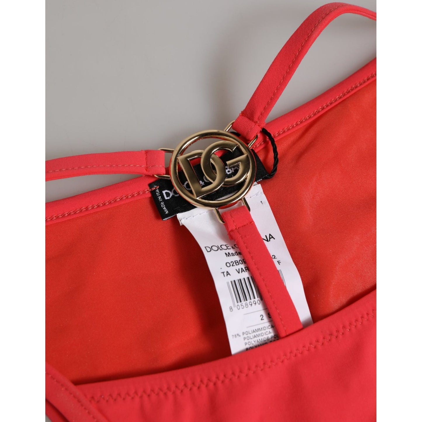Dolce & Gabbana Red Nylon Stretch Tanga Brief Panty Underwear with logo detail and tag.