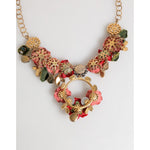 Dolce & Gabbana Red Rose Floral Crystal Embellished Statement Jewelry Necklace