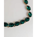 Dolce & Gabbana Red Rose Green Crystal Gold-Tone Chain Necklace with oval-cut green crystals close-up