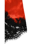 Dolce & Gabbana Red Silk Satin Lace Shorts Underwear with black lace trim, close-up on fabric texture