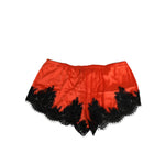 Dolce & Gabbana Red Silk Satin Lace Shorts Underwear with black lace trim, crafted in Italy, elegant and comfortable lingerie or sleepwear.