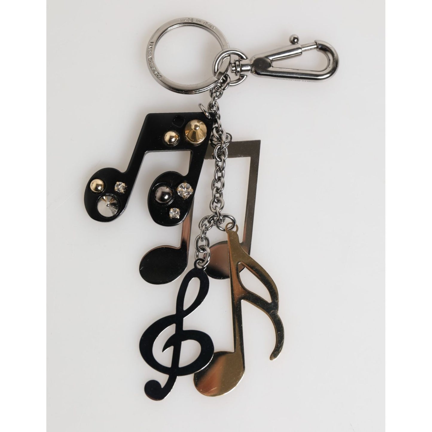 Dolce & Gabbana Silver Musical Note Key Holder Keychain Bag Charm Keyring