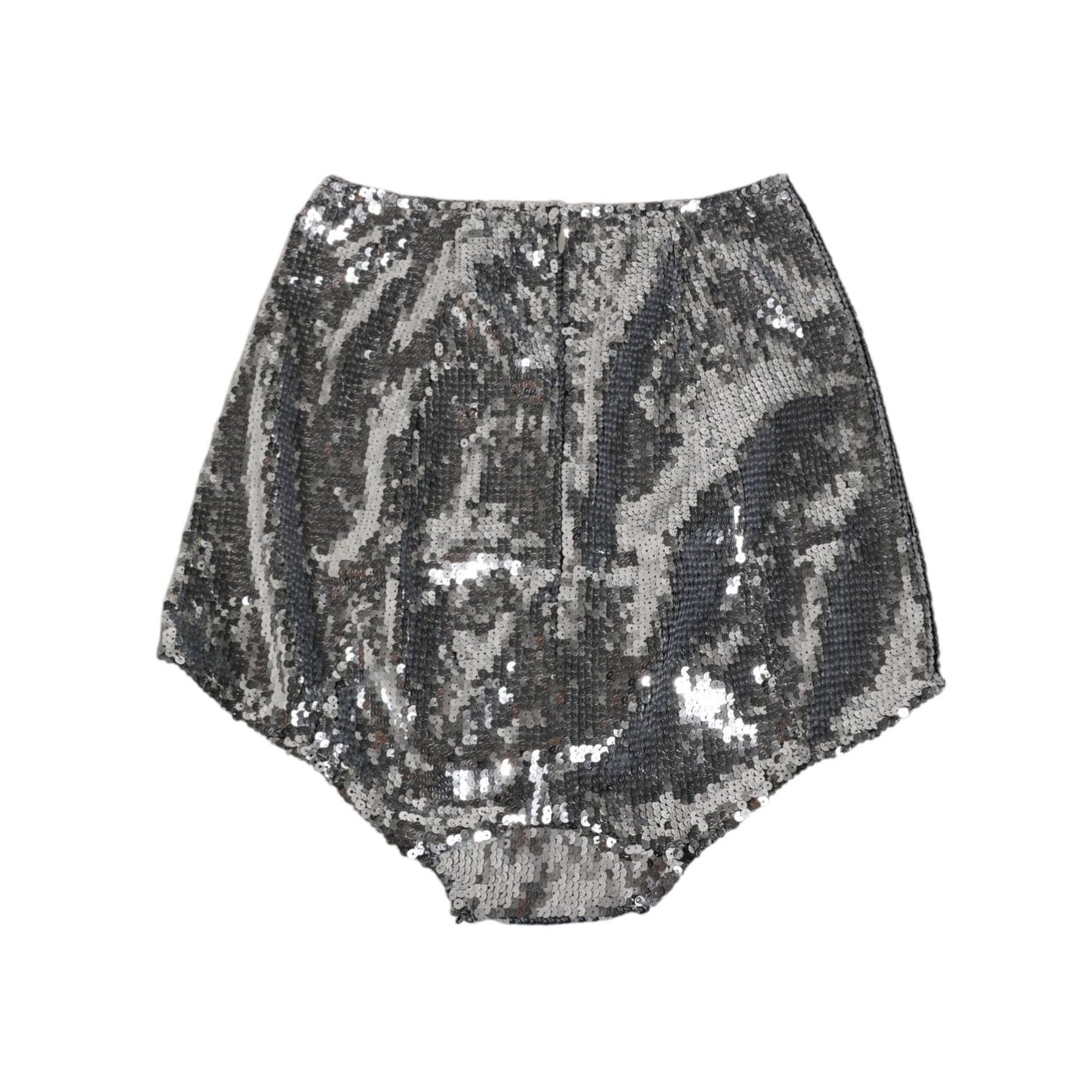 Dolce & Gabbana Silver Nylon Sequined Slip Girdle Panty Underwear, high brief silhouette, made in Italy, shimmering design.