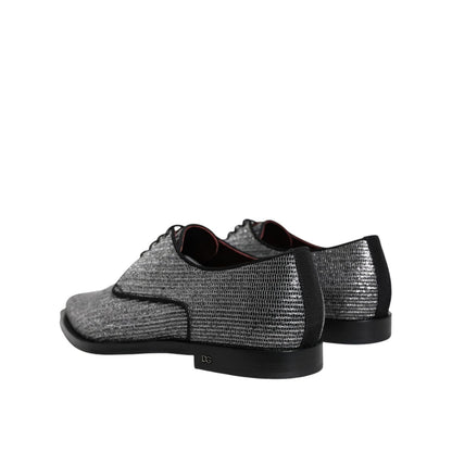 Dolce & Gabbana Silver Polyurethane Derby Formal Dress Shoes