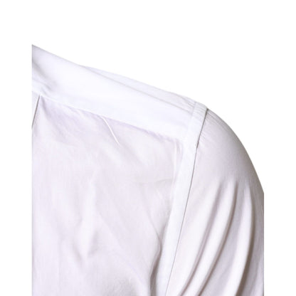 Dolce & Gabbana White Bib Cotton Poplin Formal Dress Shirt showing shoulder detail