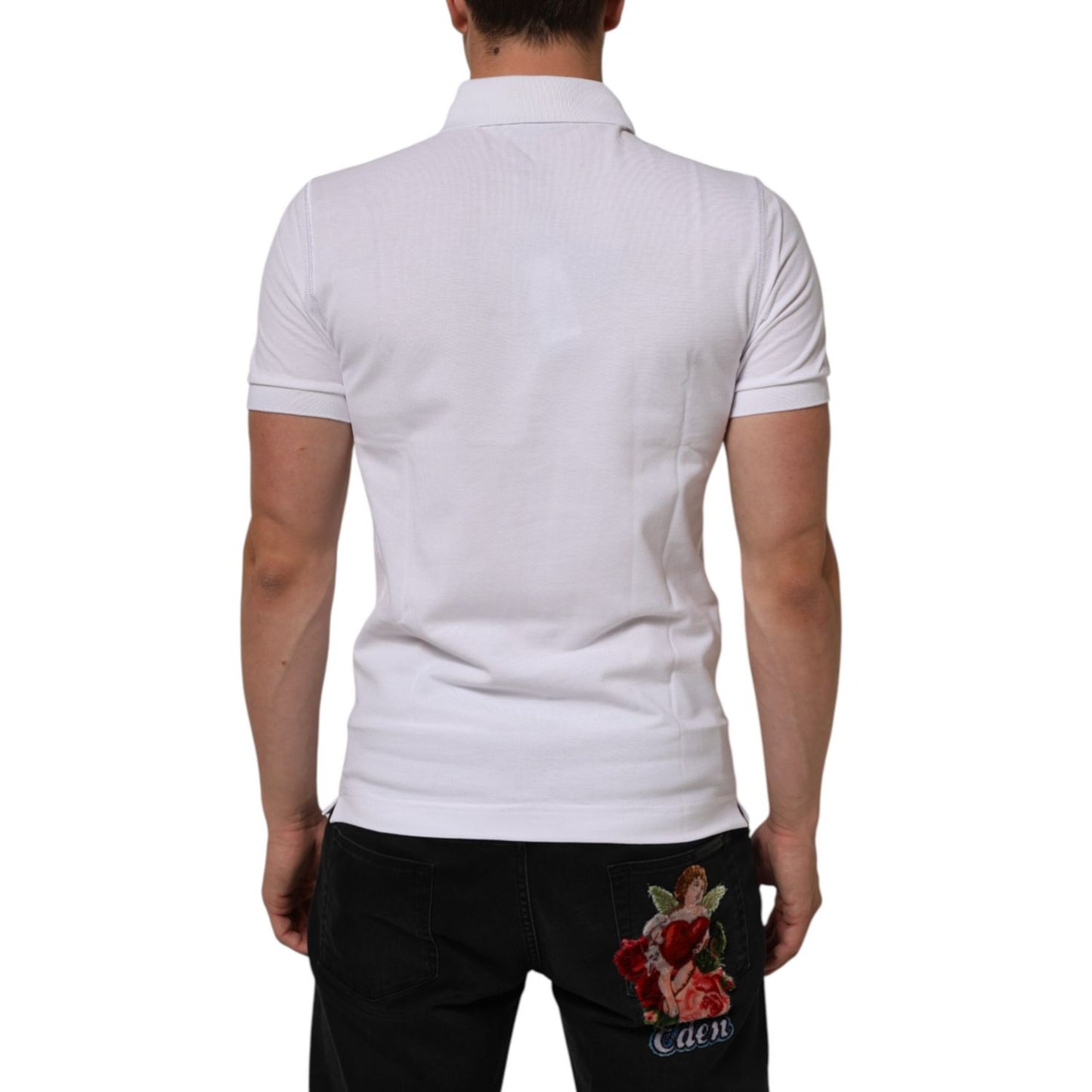 Dolce & Gabbana White Collared Short Sleeves Polo Men T-shirt