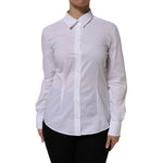 Dolce & Gabbana White Cotton Collared Dress Formal Shirt Top - elegant white shirt with structured collar, perfect for formal events.