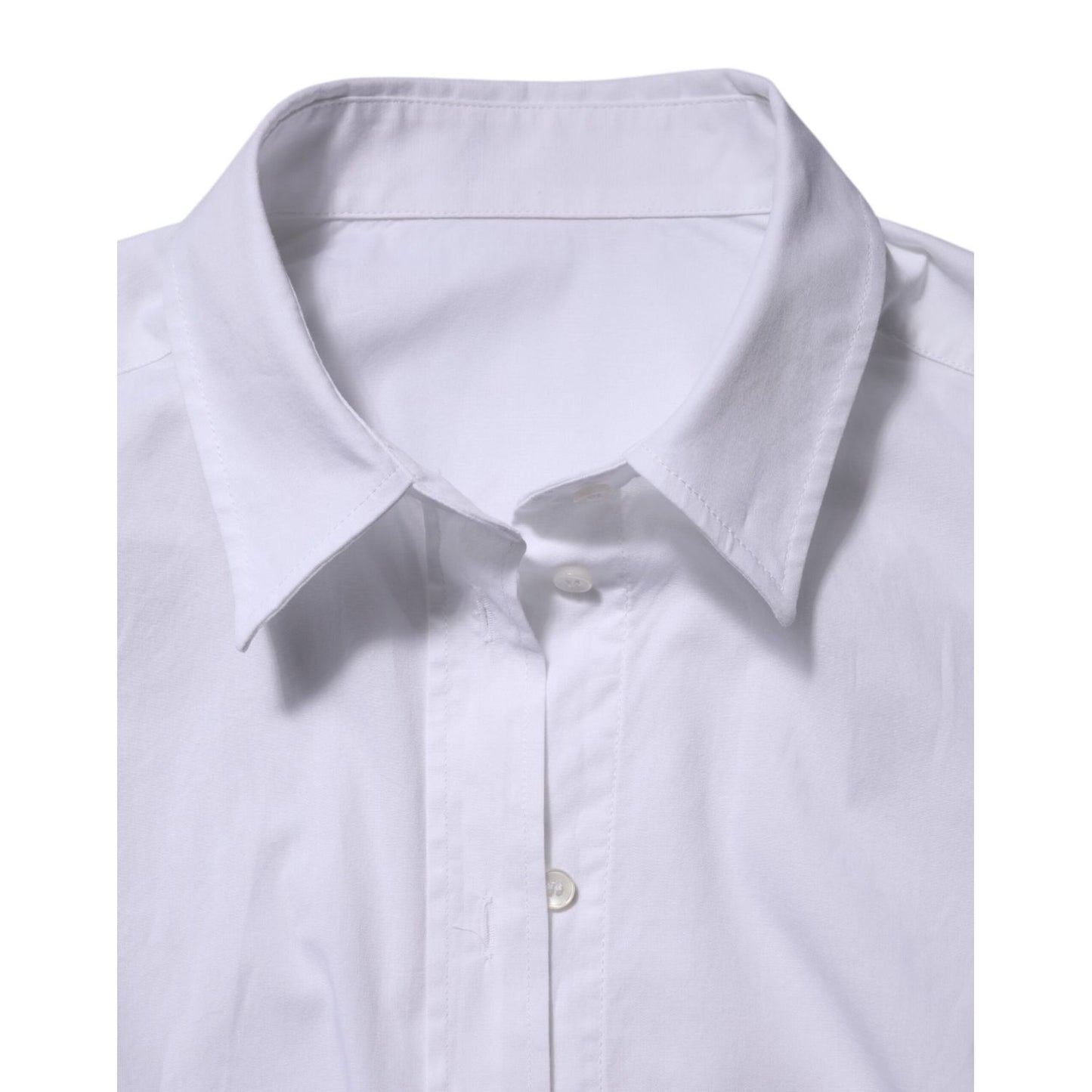 Dolce & Gabbana White Cotton Collared Dress Formal Shirt Top with structured collar