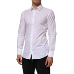 Dolce & Gabbana White Cotton GOLD Formal Men Longsleeves Shirt