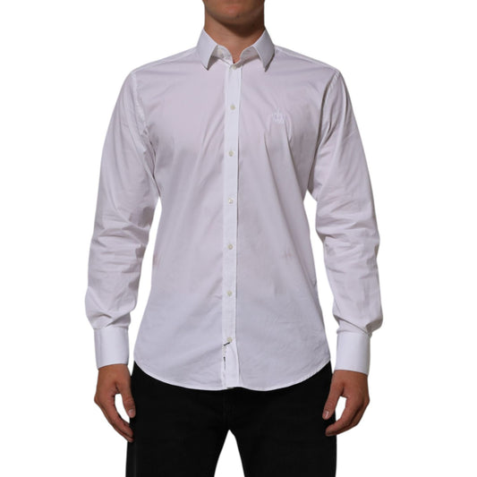 Dolce & Gabbana White Cotton MARTINI Formal Men Dress Shirt displayed on a mannequin.