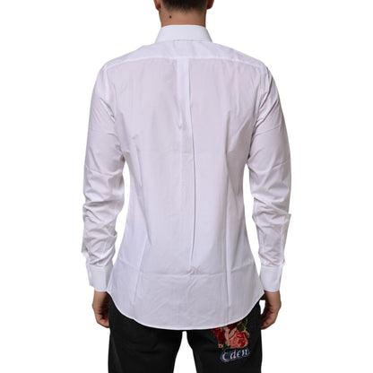 Dolce & Gabbana White Cotton Slim Fit Dress Formal Men Shirt