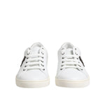 Dolce & Gabbana White Crown Bee Leather Low Top Sneakers Shoes