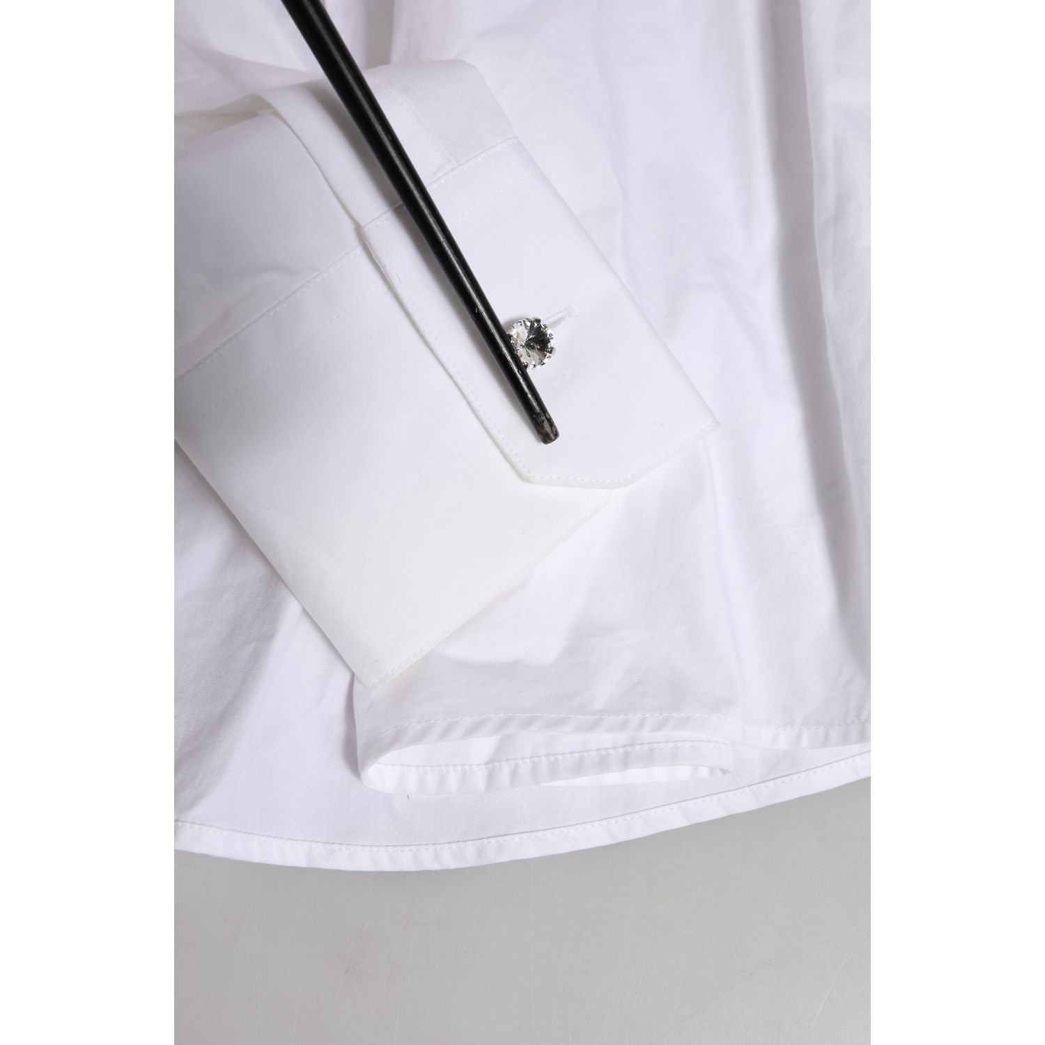 Dolce & Gabbana White Crystal Embellished Dress Shirt Top