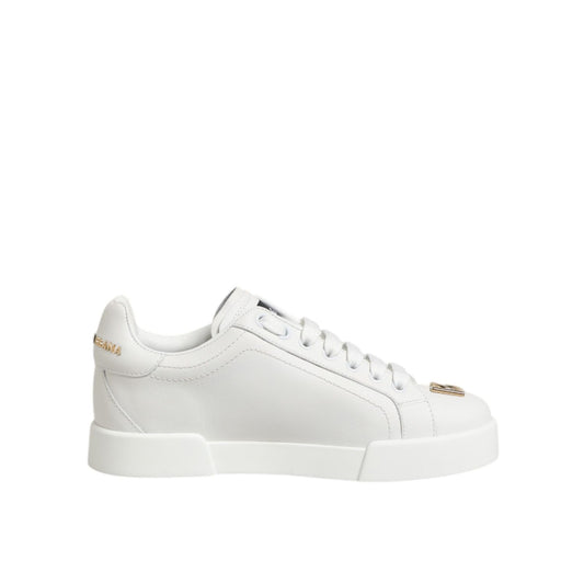 Dolce & Gabbana White DG Leather Low Top Sneakers Shoes