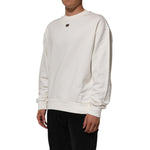 Dolce & Gabbana White DG Logo Crew Neck Sweatshirt Sweater featuring a signature logo plaque, ribbed cuffs, and hem, made of 100% cotton.