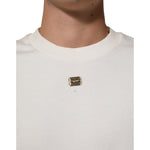 Dolce & Gabbana White DG Logo Crew Neck Sweatshirt Sweater with logo plaque detail and ribbed collar in premium cotton material.