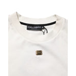 Dolce & Gabbana White DG Logo Crew Neck Sweatshirt Sweater with logo plaque detail, made from premium cotton for stylish casual wear.