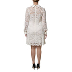 Dolce & Gabbana White Floral Lace Long Sleeves A-line Dress
