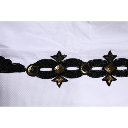 Dolce & Gabbana White GOLD Embellished Formal Men Dress Shirt