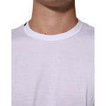Dolce & Gabbana White Goodluck 2021 Cotton Crew Neck T-shirt close-up view showcasing luxurious white cotton fabric.