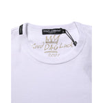 Dolce & Gabbana White Goodluck 2021 Cotton Crew Neck T-shirt with graphic print and logo details.