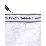 Dolce & Gabbana White Lace Slip Brief Logo Waistband Underwear with floral lace and elastic logo waistband.