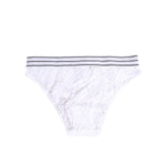 Dolce & Gabbana White Lace Slip Brief Logo Waistband Underwear featuring delicate floral lace and an elastic logo waistband.