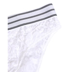 Dolce & Gabbana White Lace Slip Brief Logo Waistband Underwear with floral lace and elastic logo waistband.